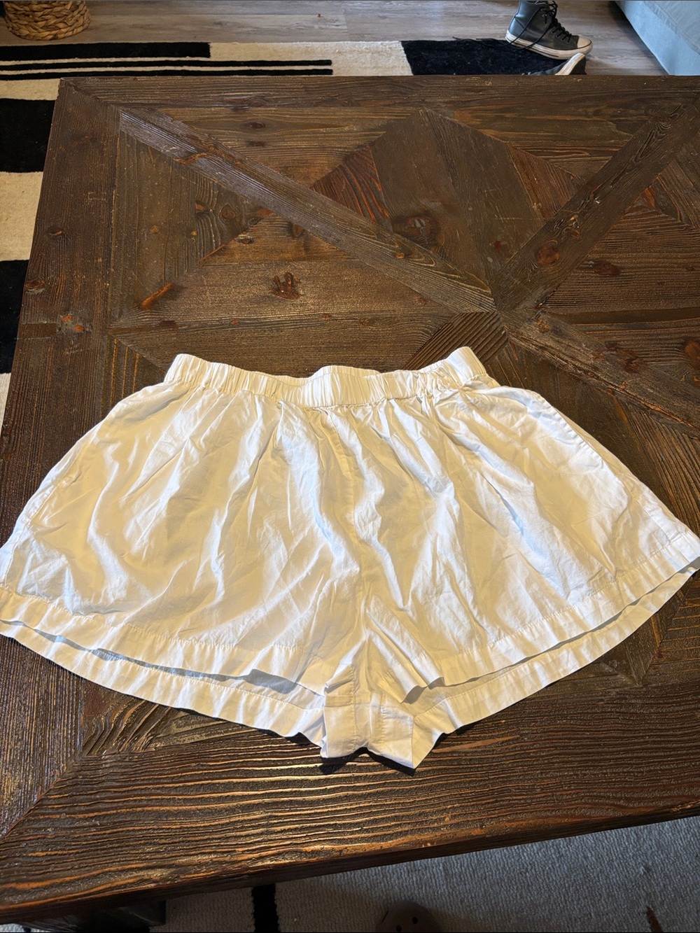 Free People White Elastic-Waist Athletic Shorts